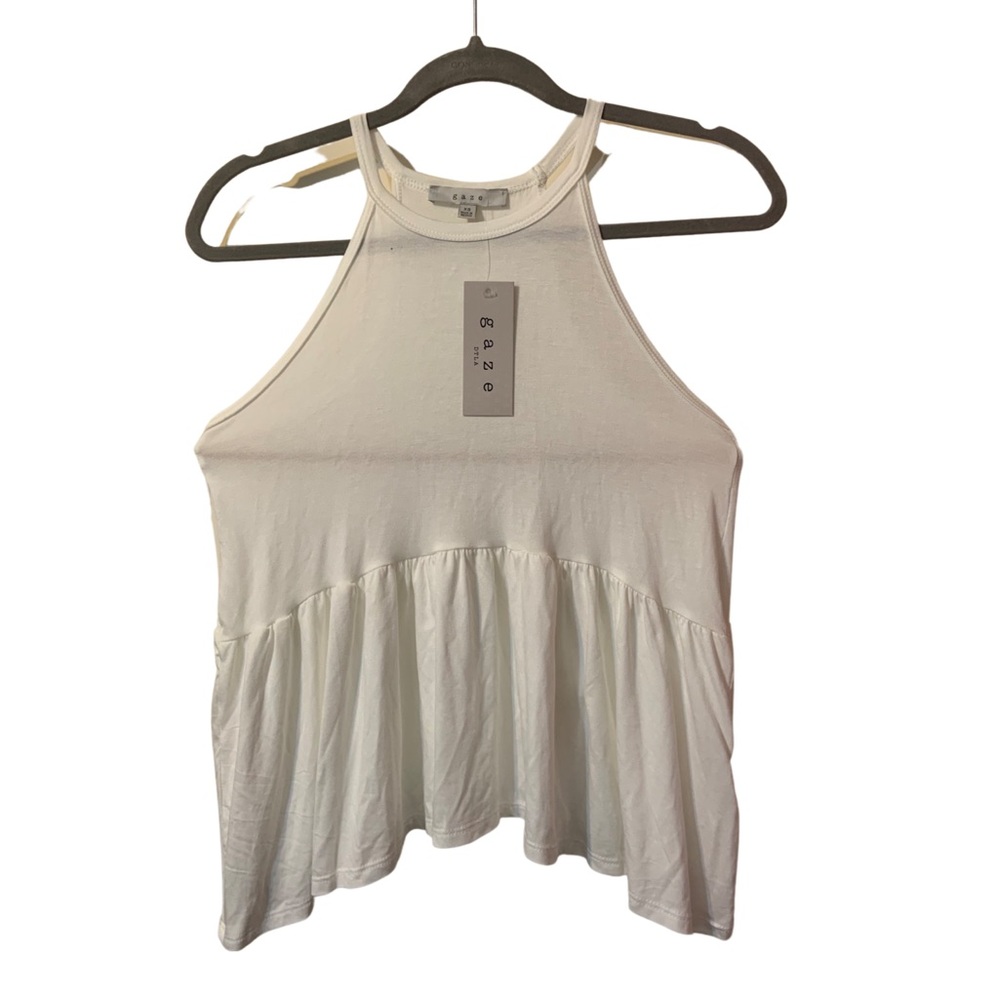 WHITE ‘GAZE’ HALTER TOP!!